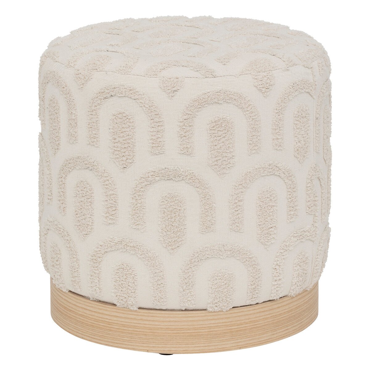 Pufe COPAS branco em madeira pinho D38cm