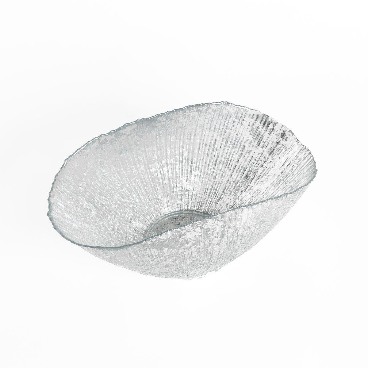 Centro de mesa prateado em vidro 20x36cm