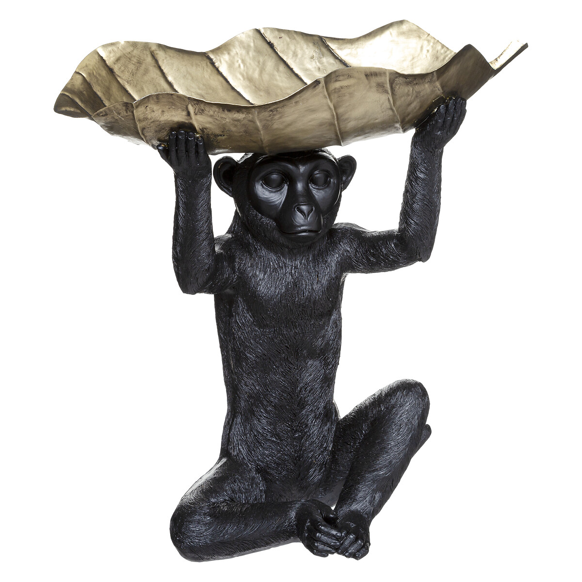 Est&aacute;tua macaco preto com FOLHA 35cm