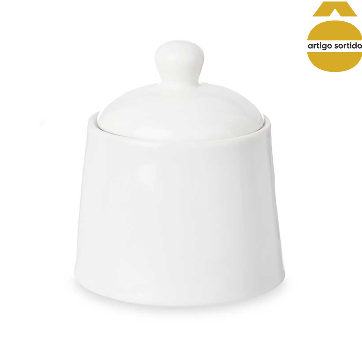 A&ccedil;ucareiro redondo branco em porcelana 350ml