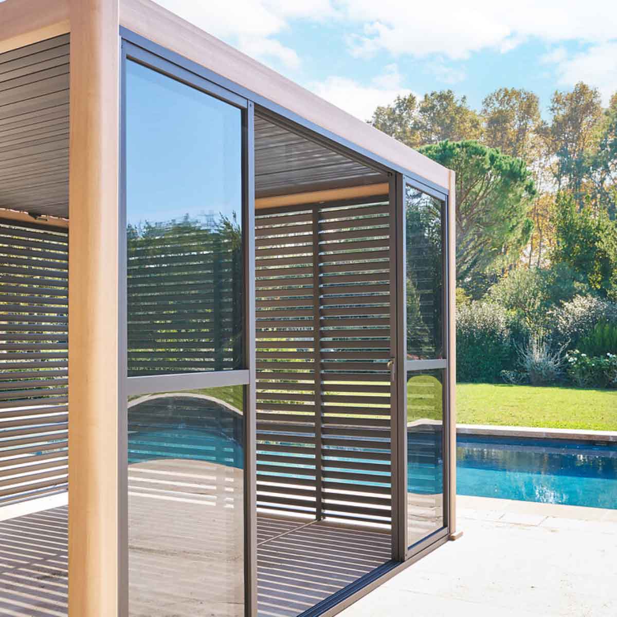 Portas para p&eacute;rgola EVORA cinza escuro 3m