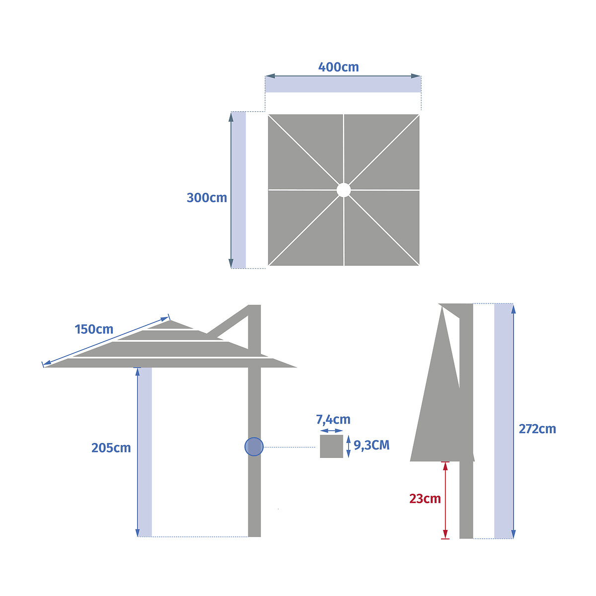 Guarda-sol MELHIA cor linho 4x3m