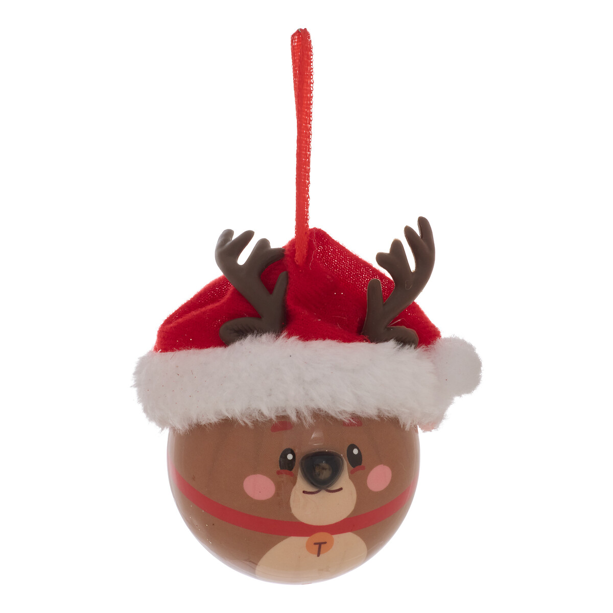 Bola de natal rena com led 6.5cm