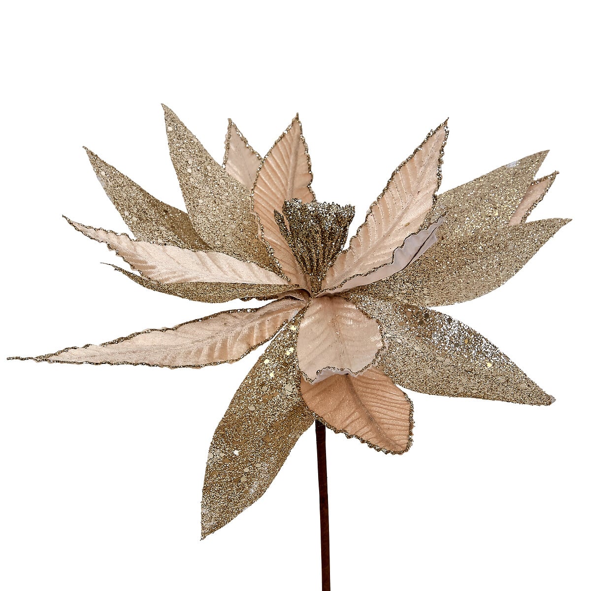 Haste Poinsettia dourado 50cm