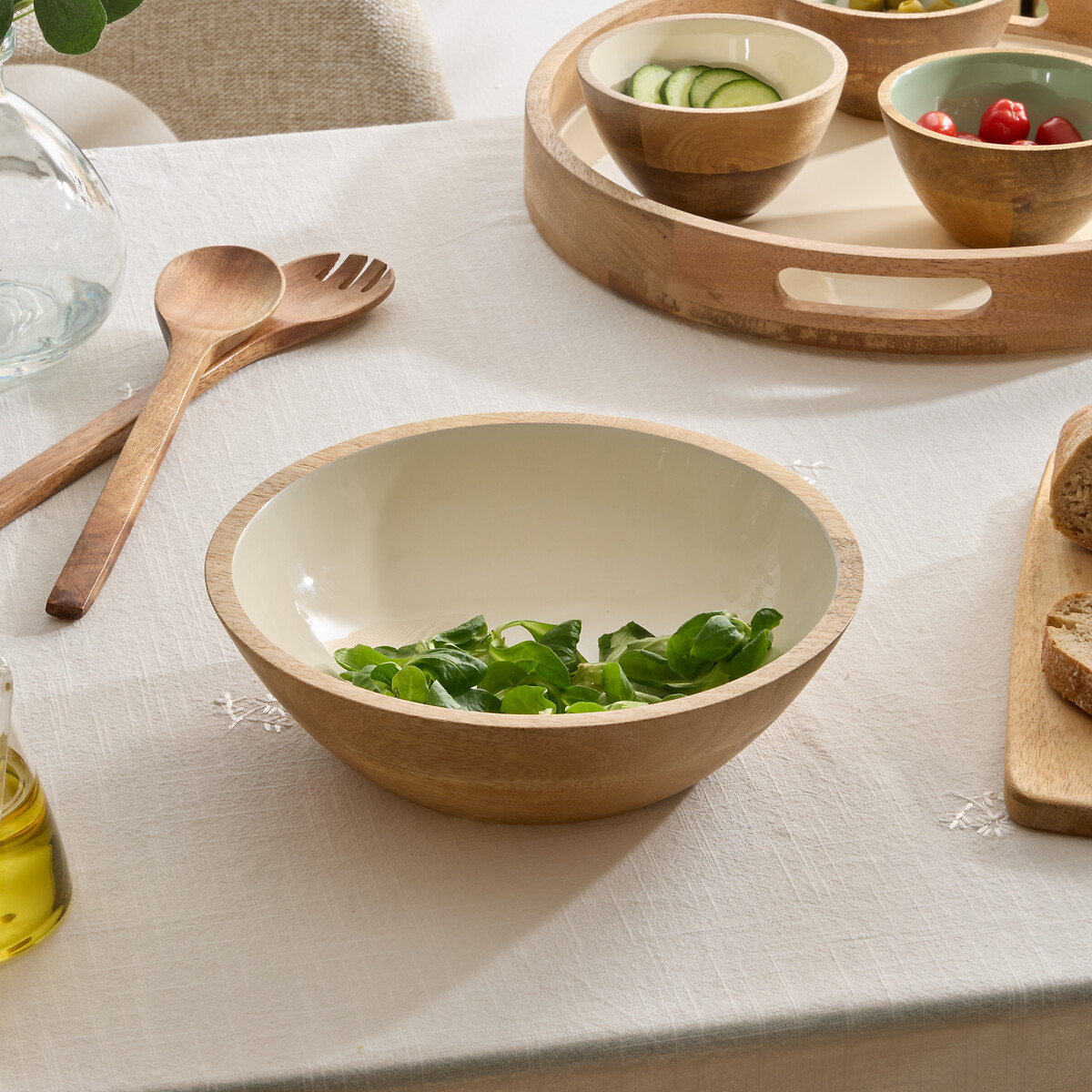 Tigela INAYA branco em madeira mango 19cm