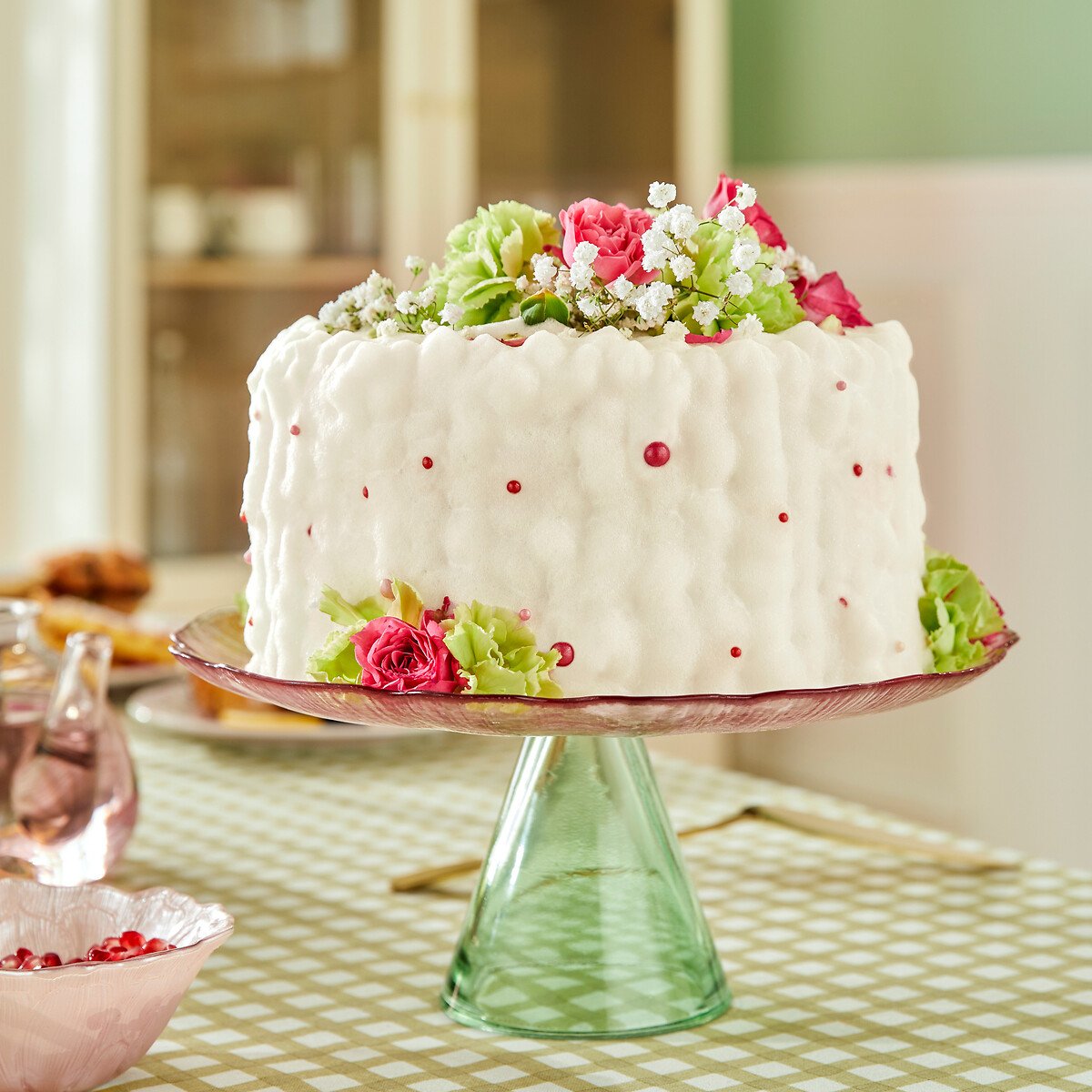 Prato de bolo FLEUR DE ROSE em vidro 28cm