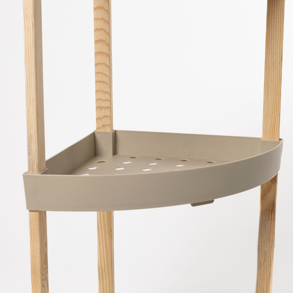 Estante de canto com 3 n&iacute;veis bege em madeira