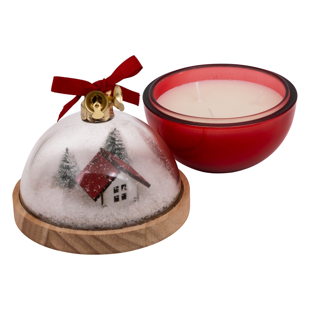 Vela perfumada bola de natal com neve