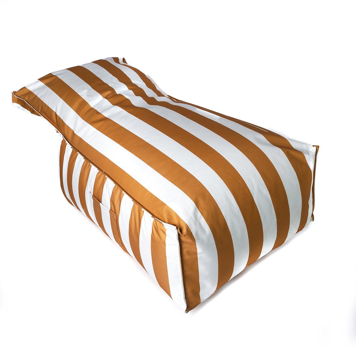 Pufe sof&aacute; imperme&aacute;vel riscas branco e amarelo