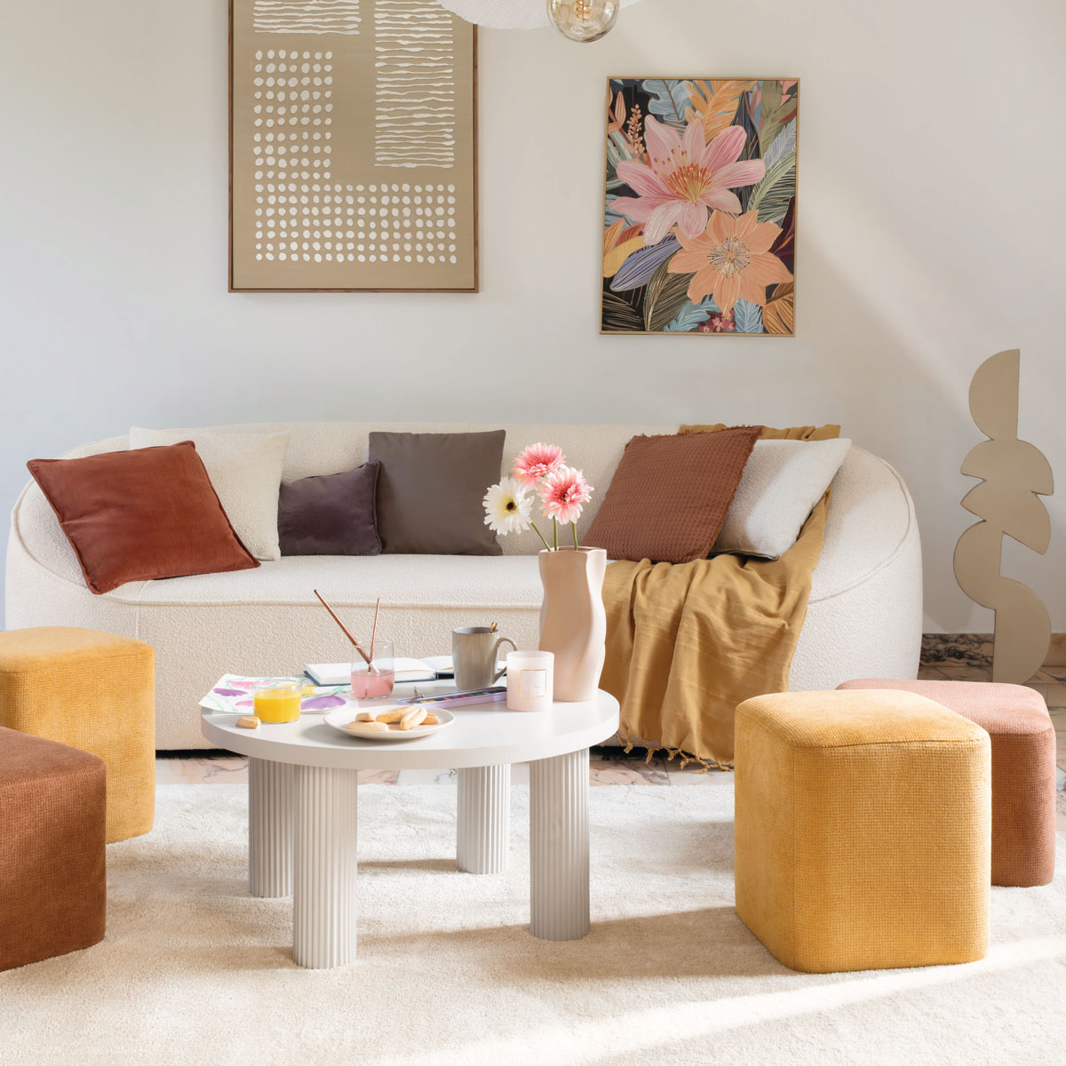 Mesa de apoio TELLA marfim em mdf D70x35cm