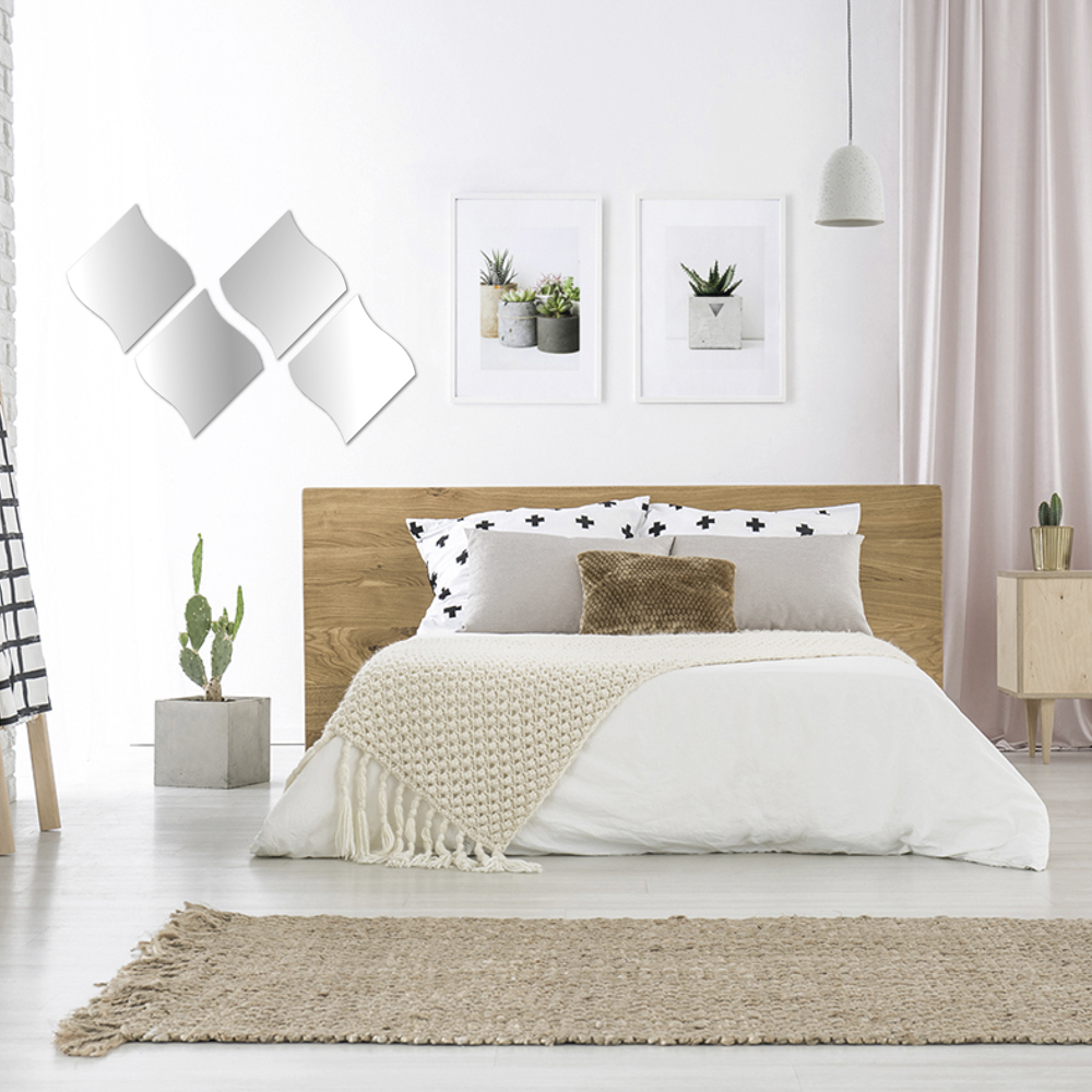 Conjunto de 4 espelhos adesivos ondulados