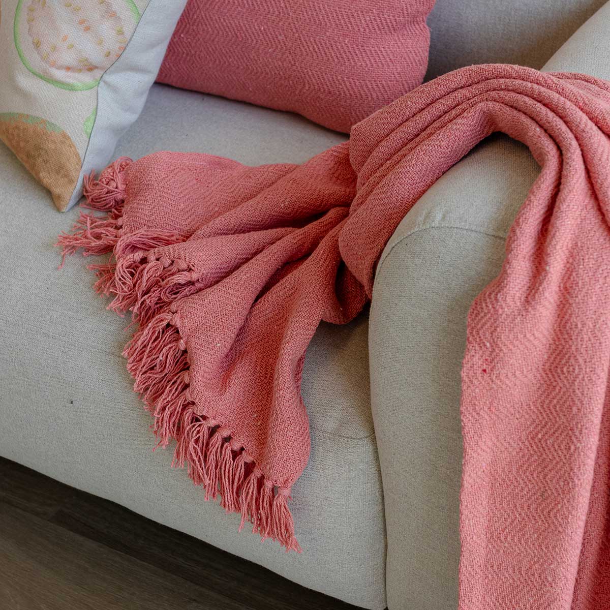 Manta CAPRI rosa com franja 120x150cm