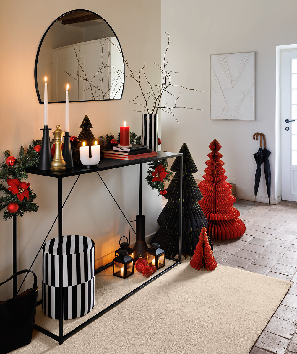 Árvore de natal origami vermelha 30cm