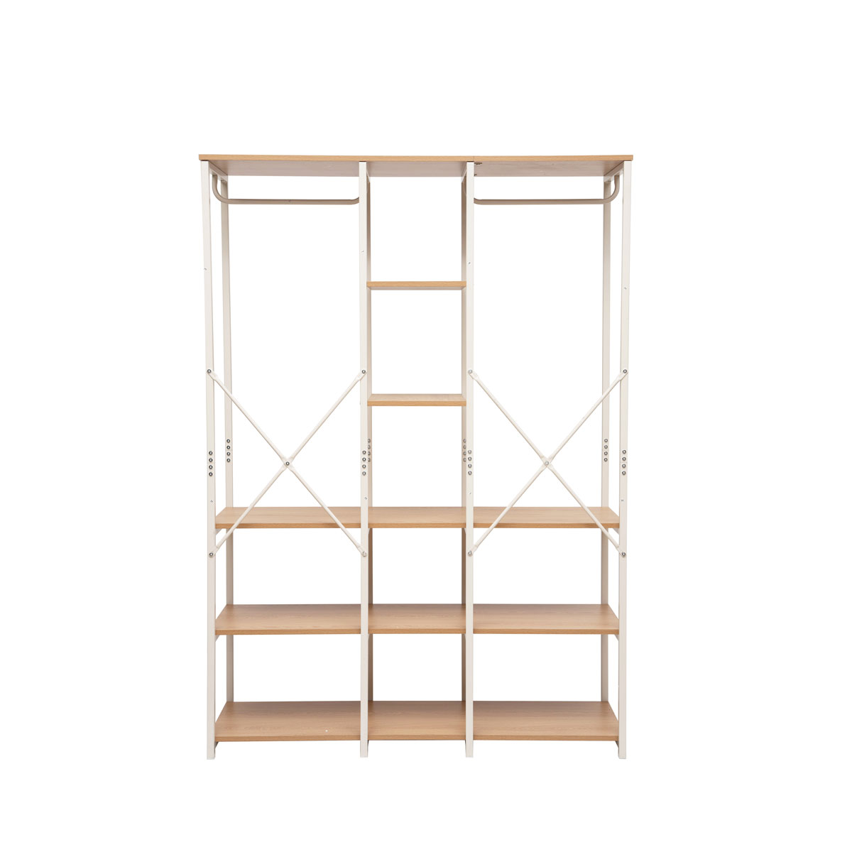 Roupeiro duplo de metal bege com prateleiras 170cm