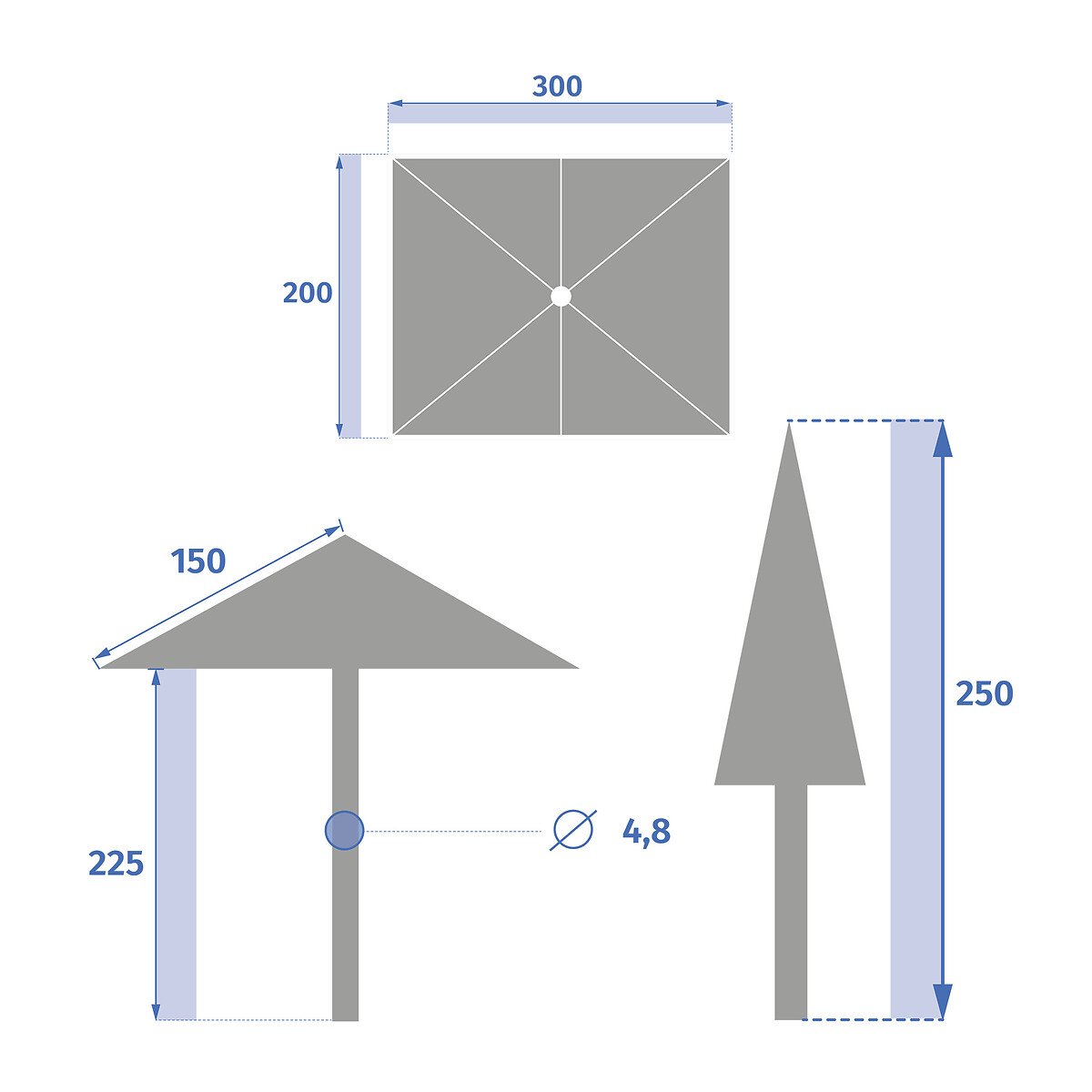 Guarda-sol LOOMPA cor acajou 2x3m