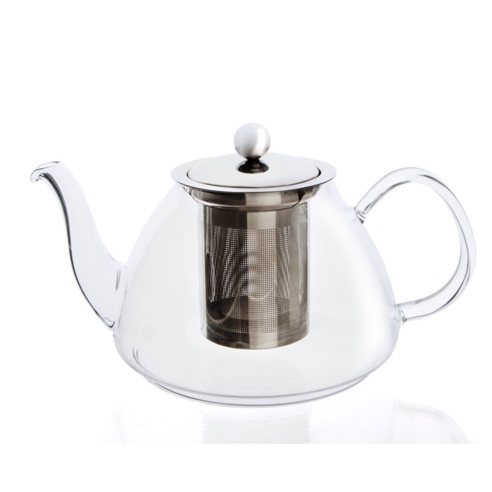 Chaleira de vidro com tampa em inox