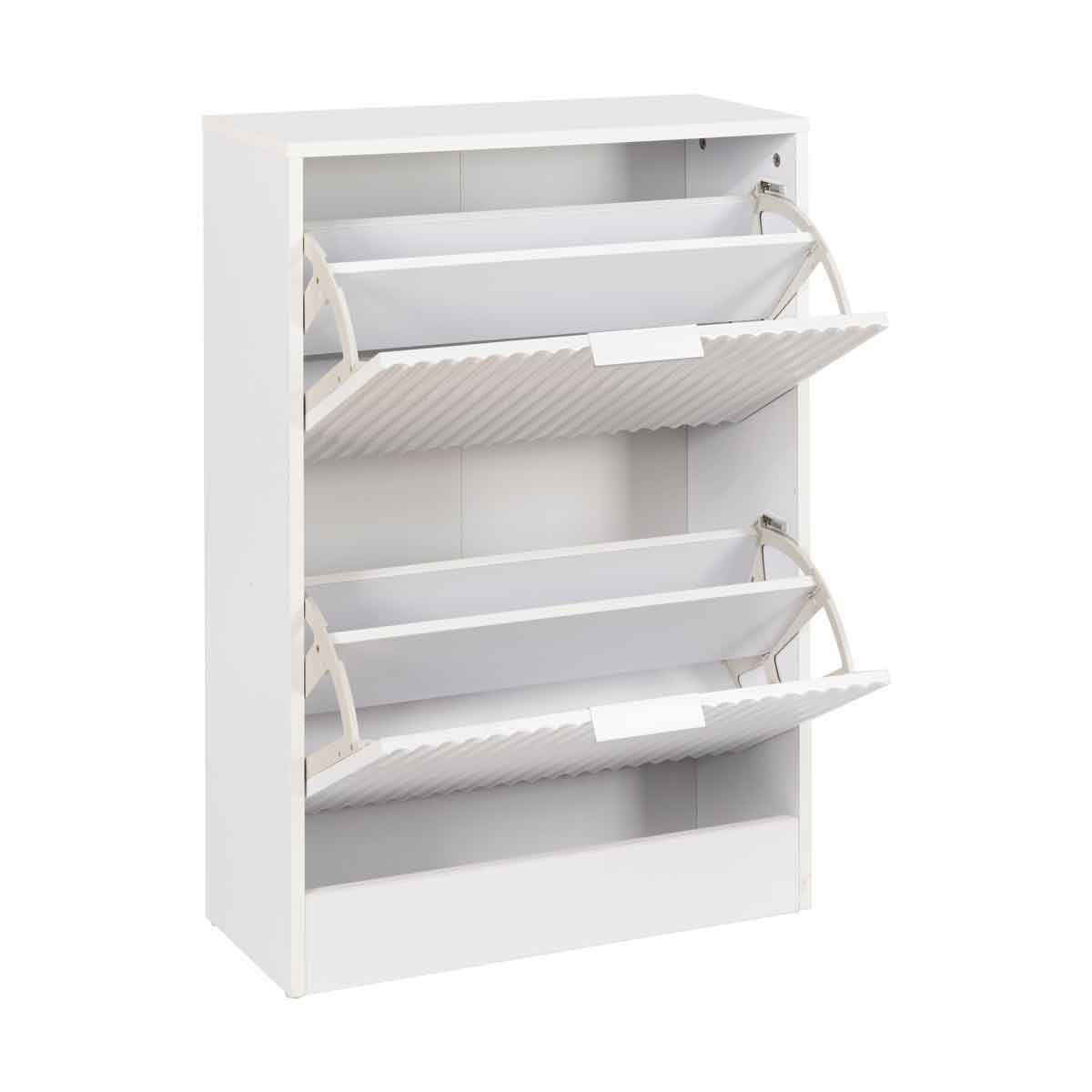 Sapateira Com Duas Gavetas Wave Branca Em MDF