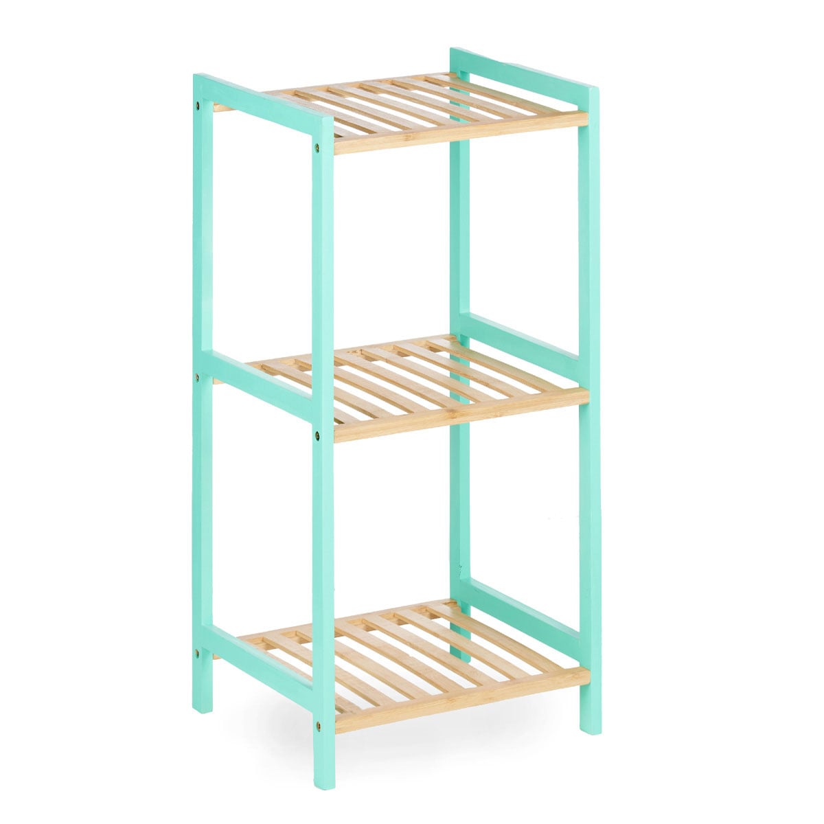 Estante com 3 prateleiras verde em bambu 70cm