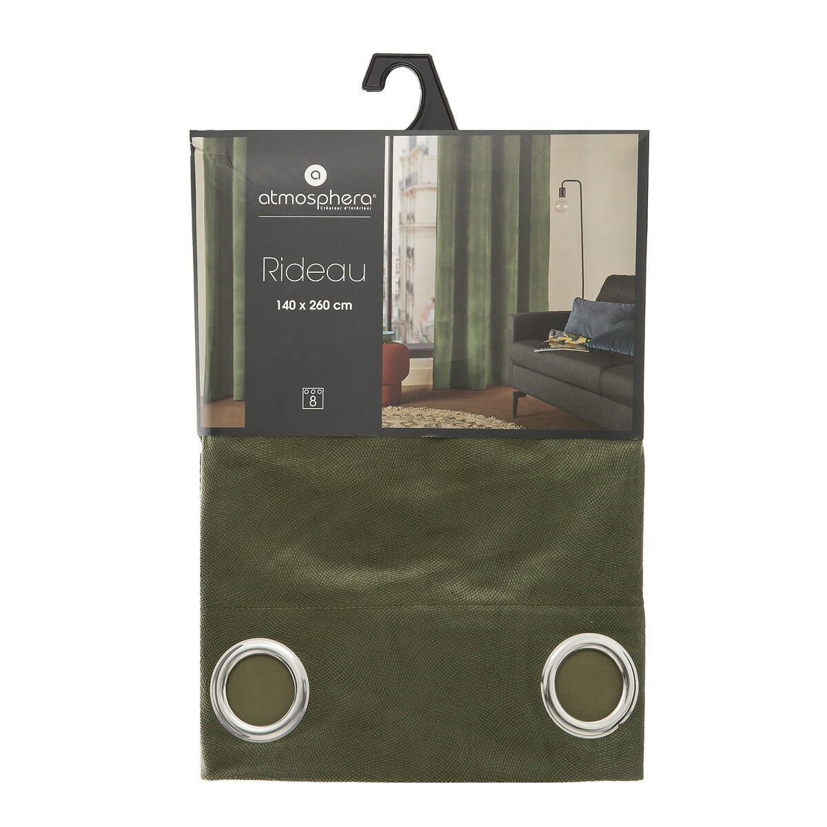 Cortina LILOU verde caqui 140x260cm