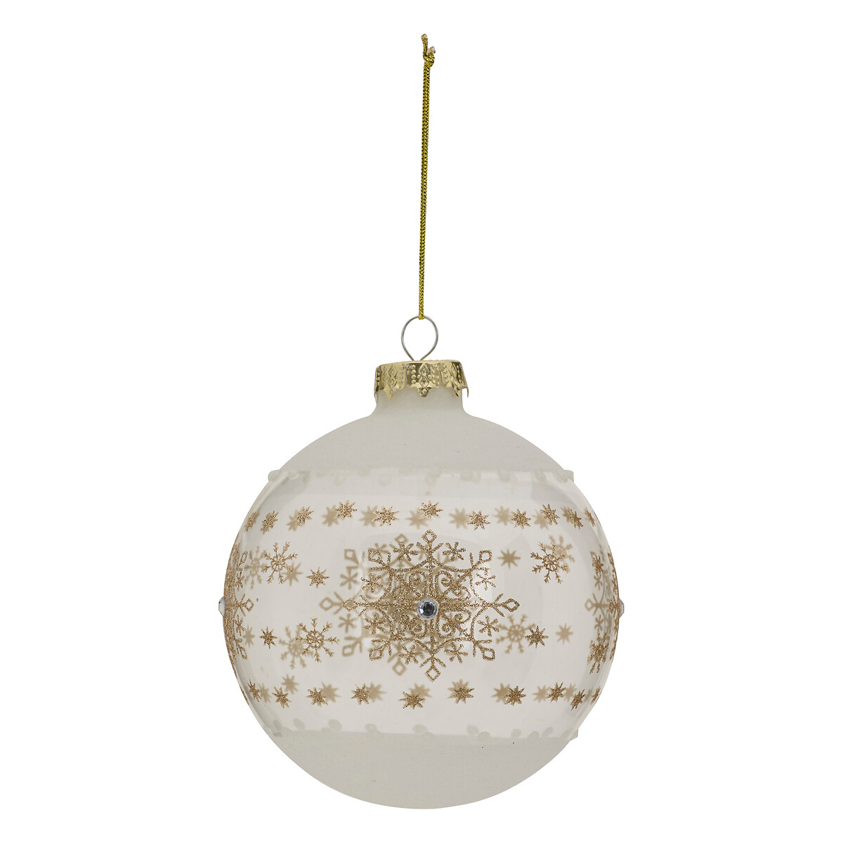 Bola de natal flocos dourado 10cm