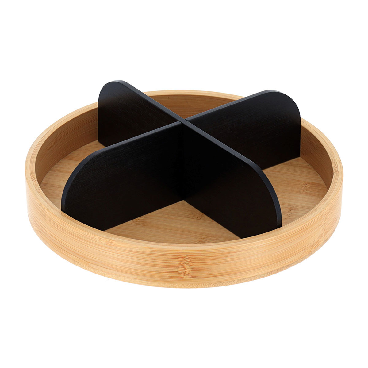 Organizador rotativo preto em bambu
