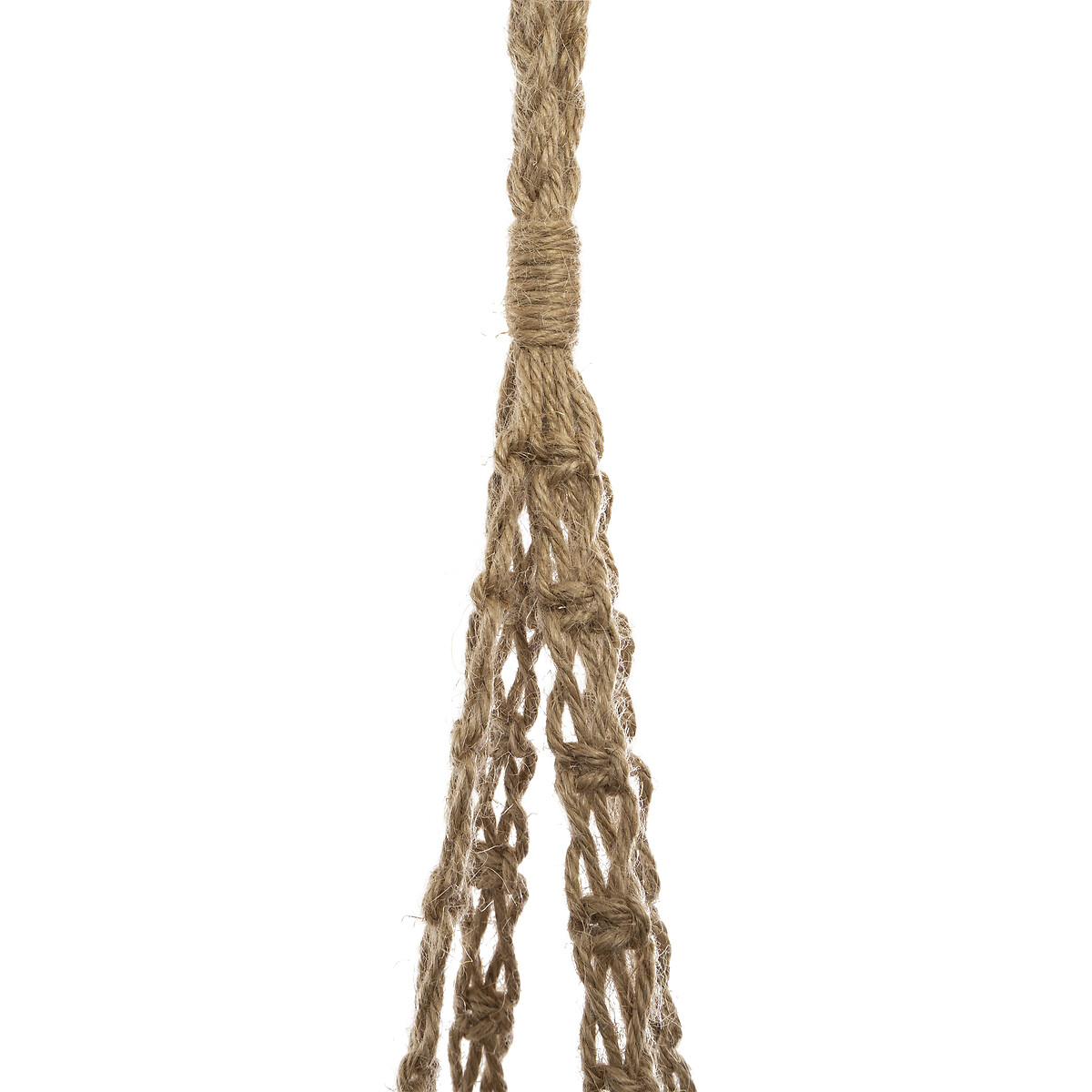 Vaso suspenso branco em cer&acirc;mica e juta 74cm
