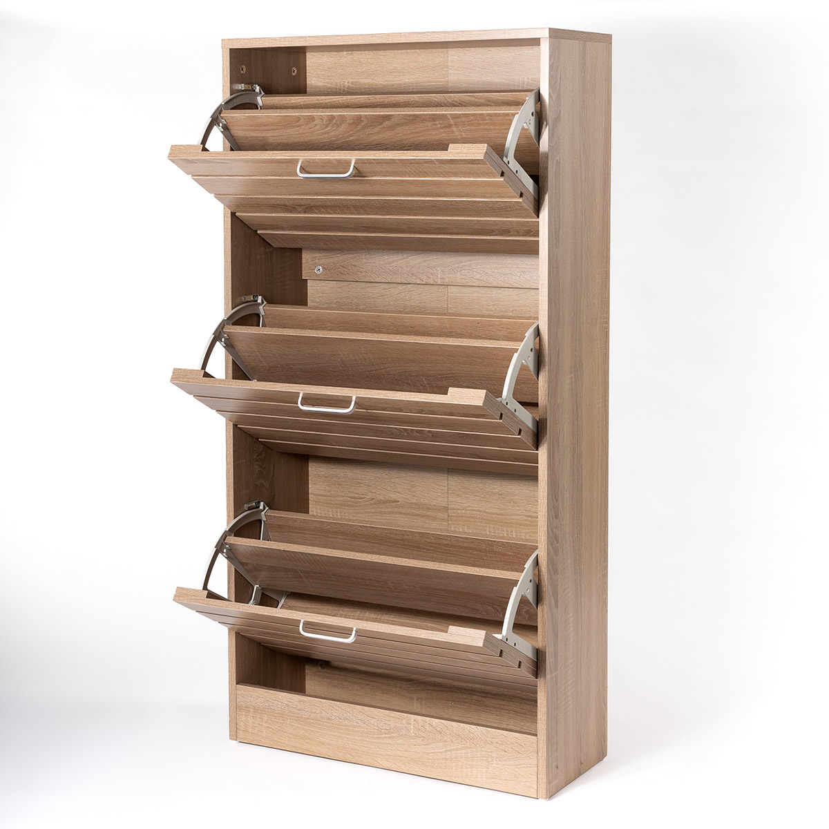 Sapateira ripada natural com 3 gavetas 120cm,  Sapateira ripada natural com 3 gavetas 120cm