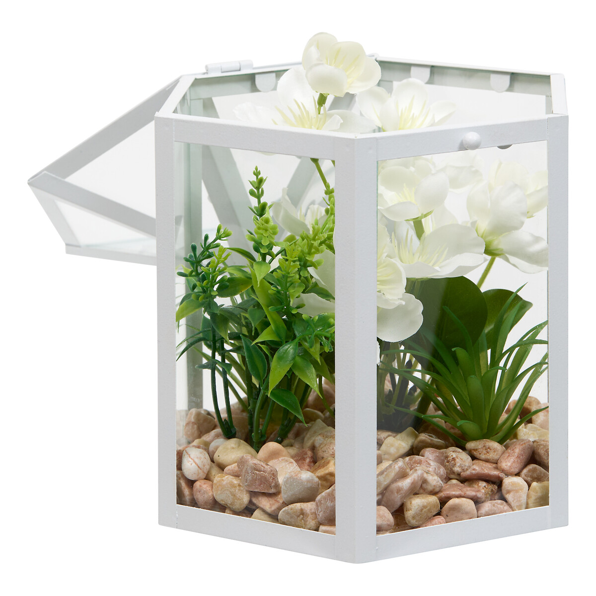 Terr&aacute;rio com plantas artificiais 23cm