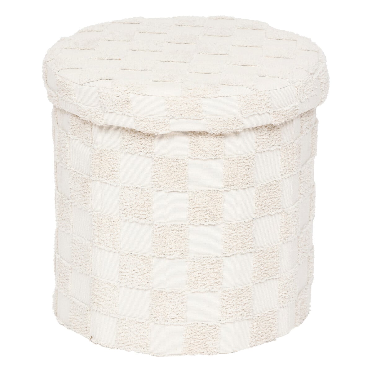 Pufe PASTI com arruma&ccedil;&atilde;o branco em tecido D38cm