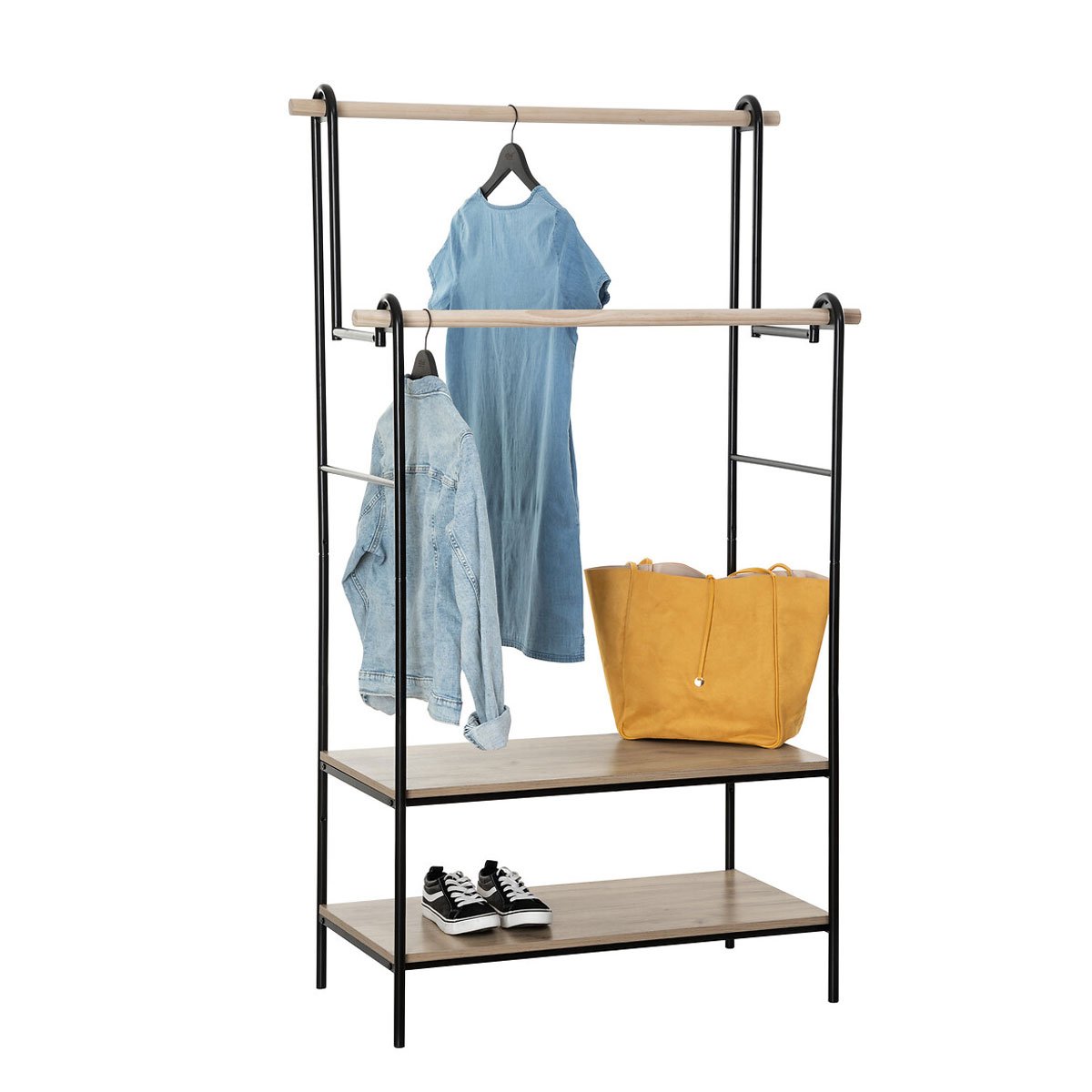 Cavalete duplo JANO com 2 prateleiras em mdf