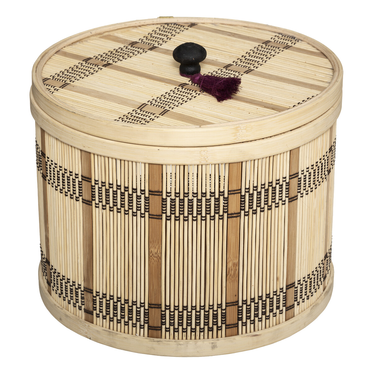 Caixa redonda NAM NAM em bambu 25cm