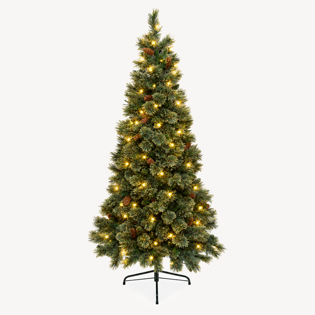 &Aacute;rvore de natal GLINTWOOD verde com pinhas 210cm