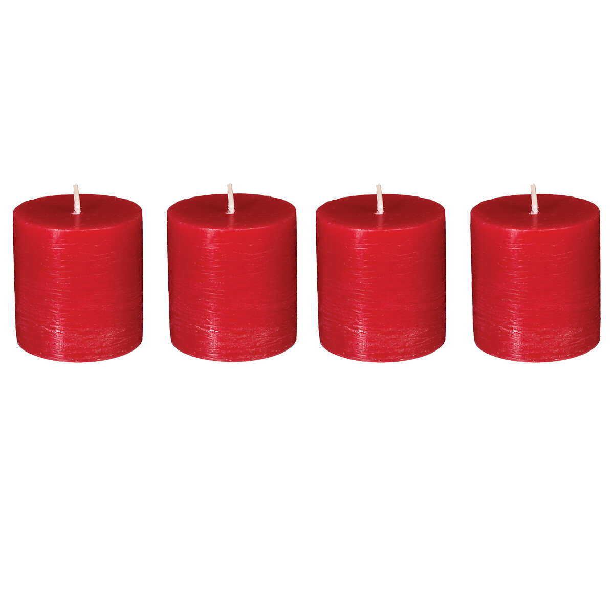 Conjunto 4 velas r&uacute;sticas vermelhas