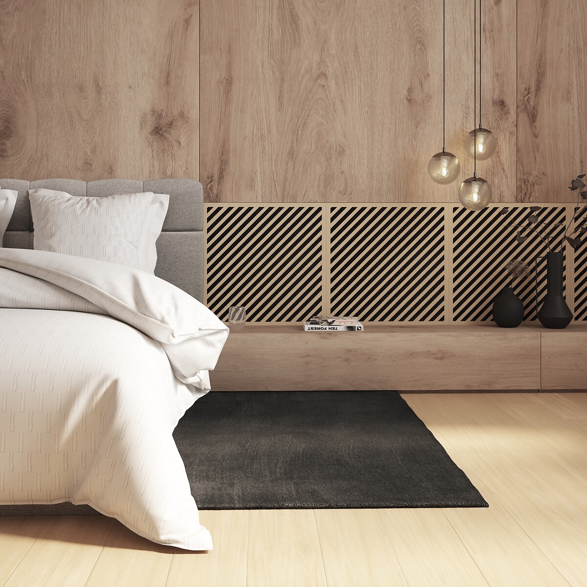 Painel decorativo efeito riscas EILEEN castanho 58cm