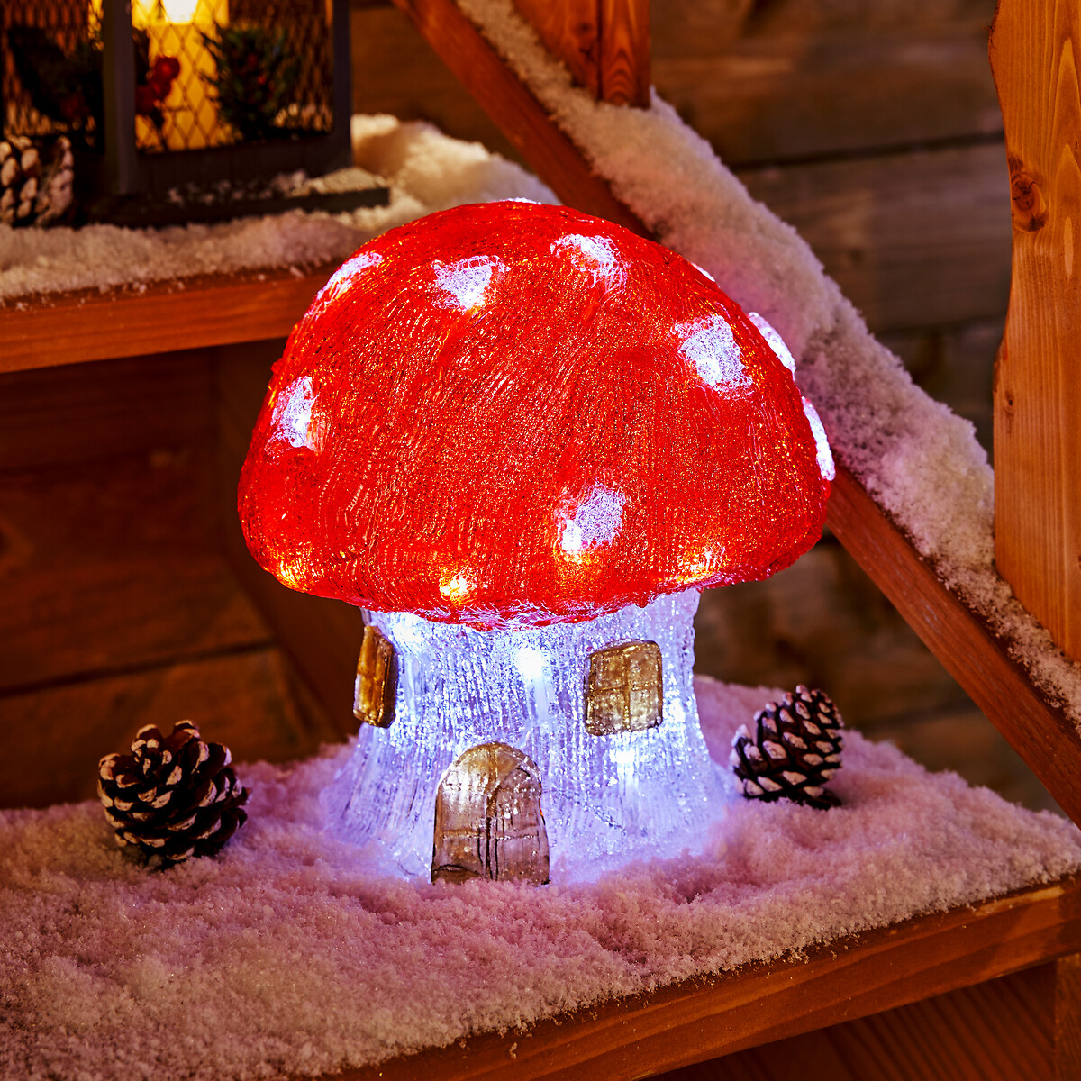 Casinha de cogumelo luminoso com LED solar 21cm