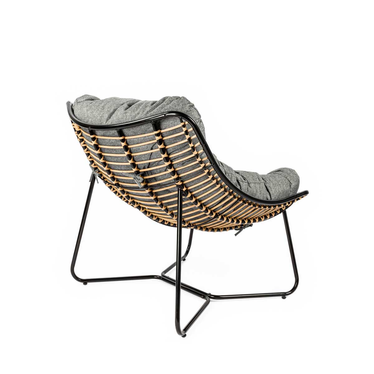 Cadeir&atilde;o RELAX bubble em metal e rattan com almofada