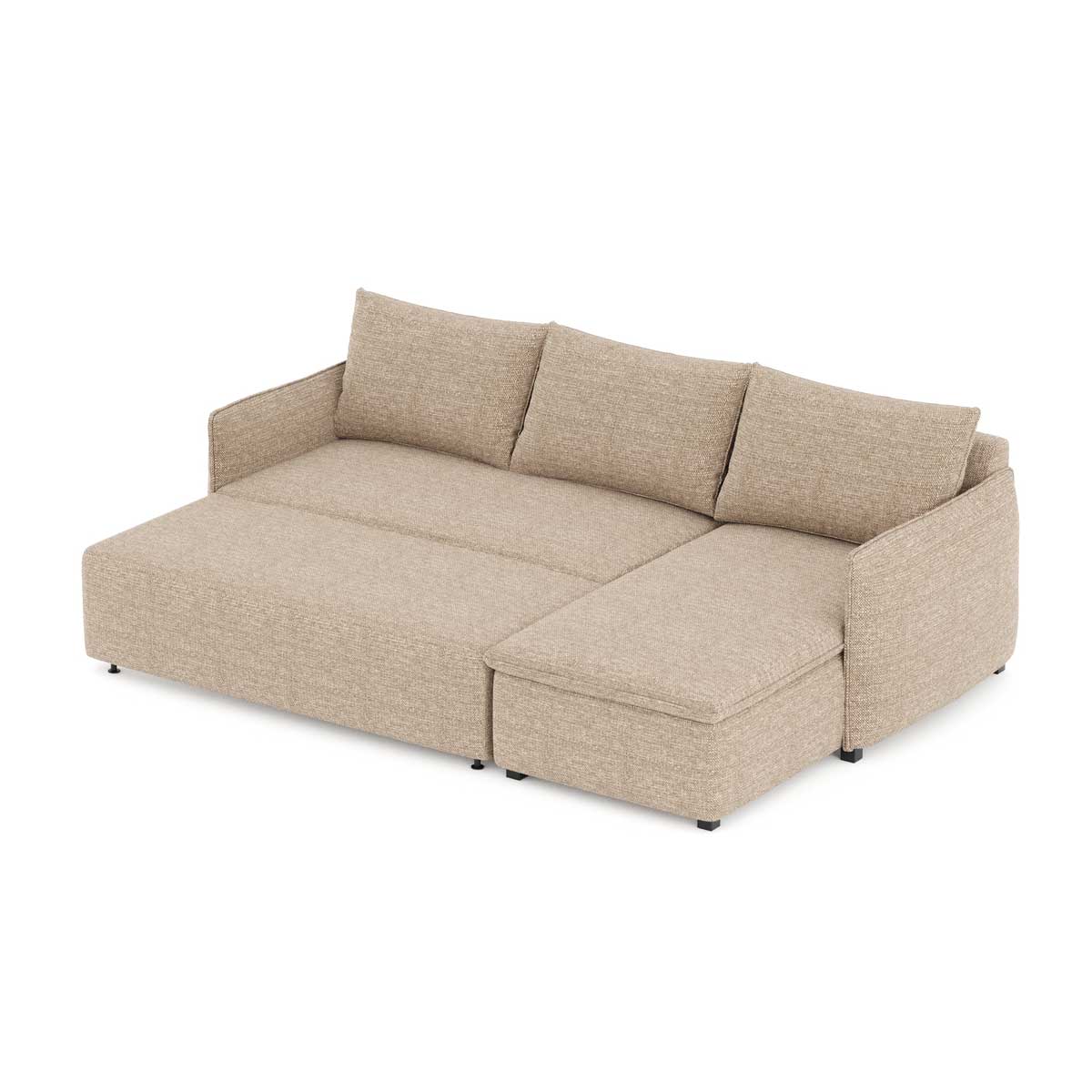 Sofá Cama Jaipur Bege 3 Lugares Com Chaise Longue hôma