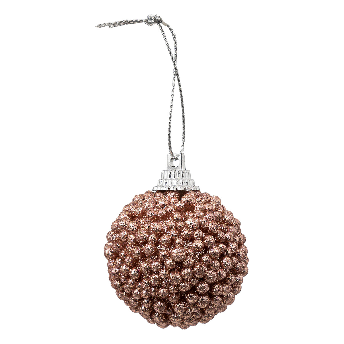 Conjunto de 10 bolas rosa com missangas 4cm
