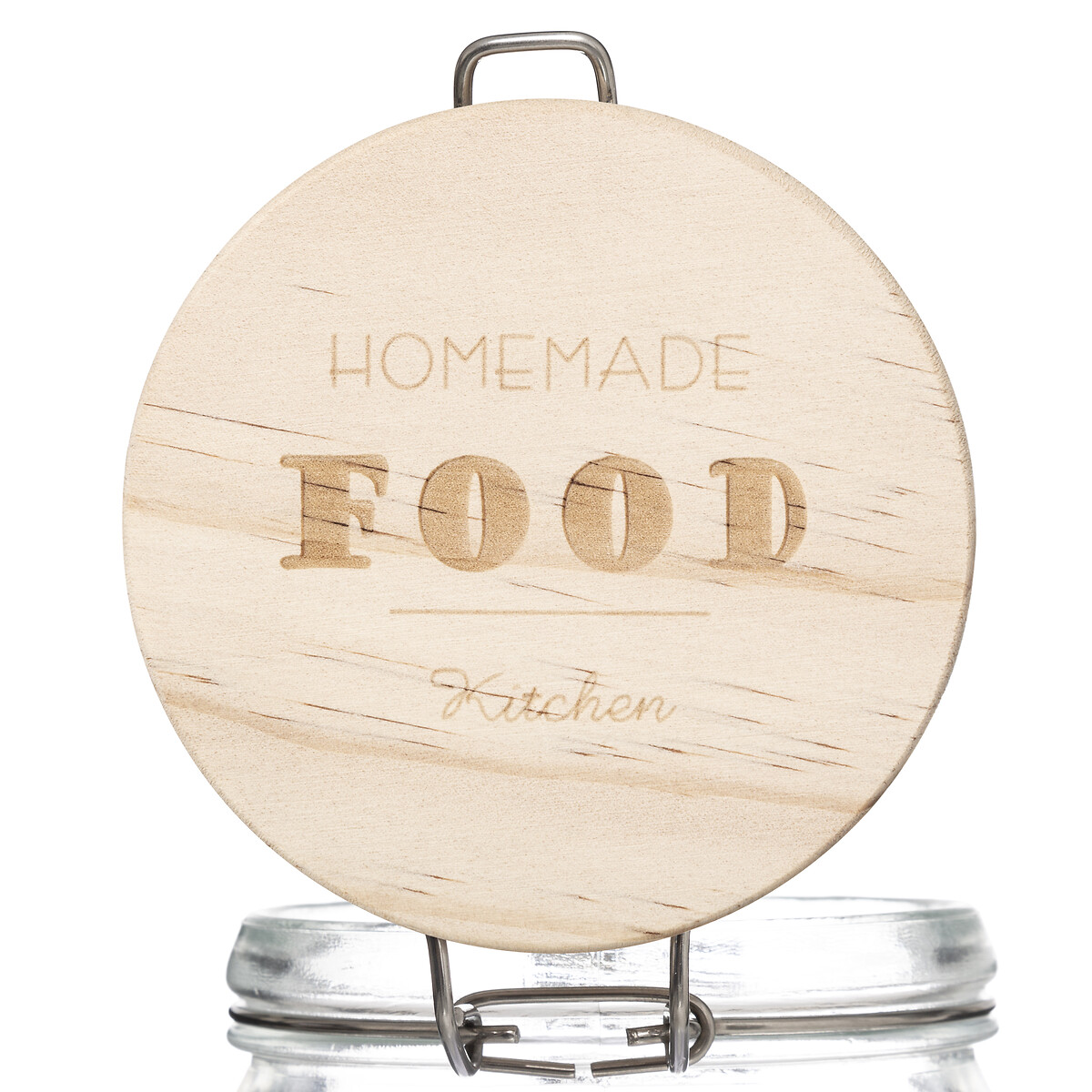 Frasco de vidro com tampa madeira 2l