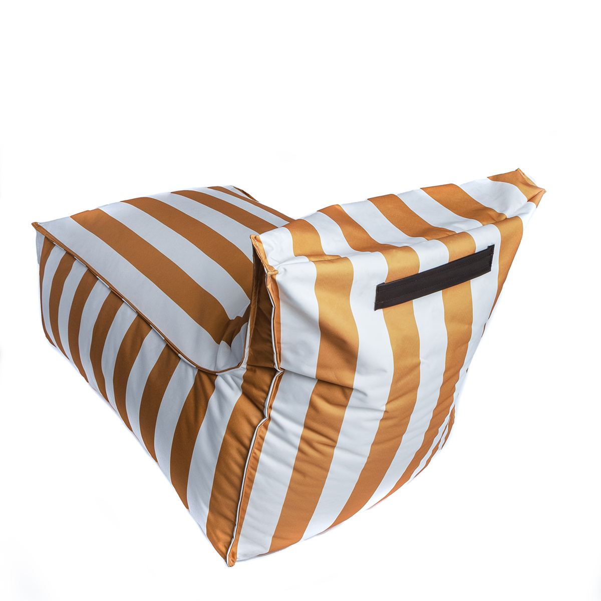 Pufe sof&aacute; imperme&aacute;vel riscas branco e amarelo