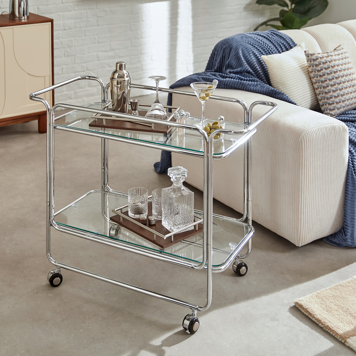 Carrinho de apoio HORNELL prateado em metal