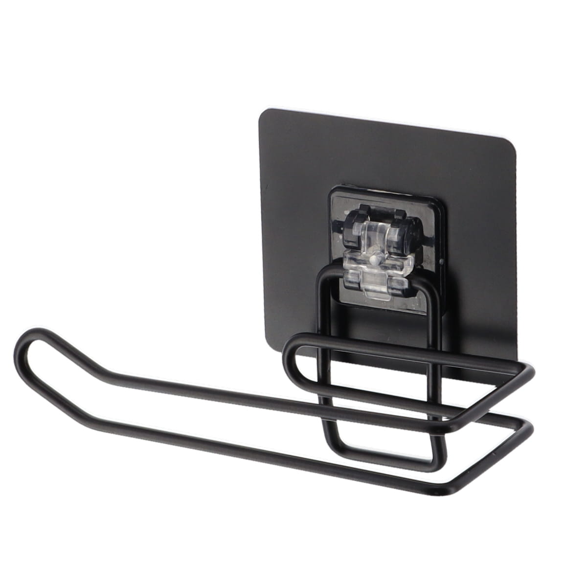 Porta rolos wc preto em metal com adesivo