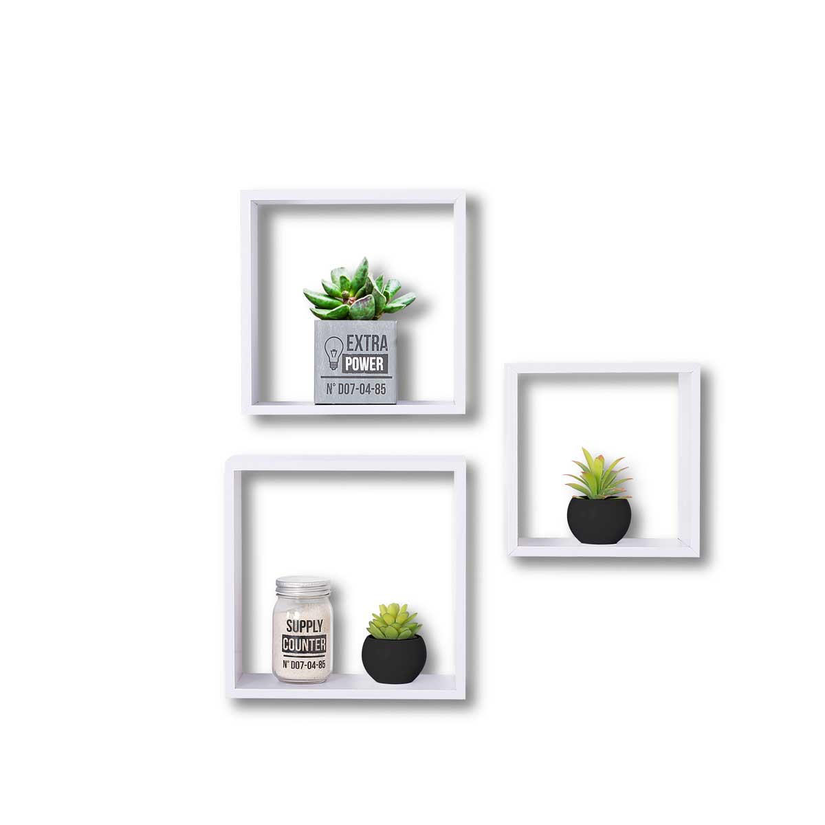 Conjunto de 3 estantes cubo brancas 24/27/30cm