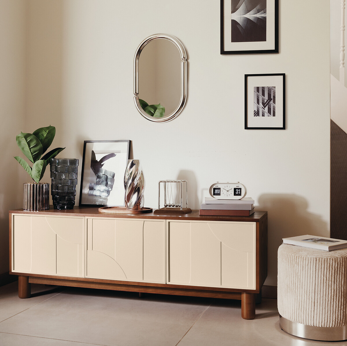 Espelho de parede oval MICAELA prateado 55x35cm