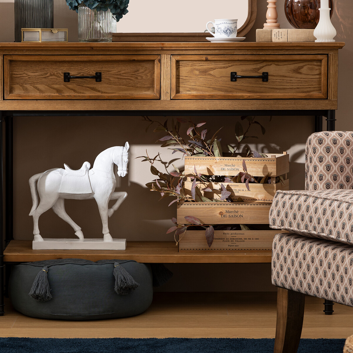 Cesto LIT bege em madeira bege 19x30cm