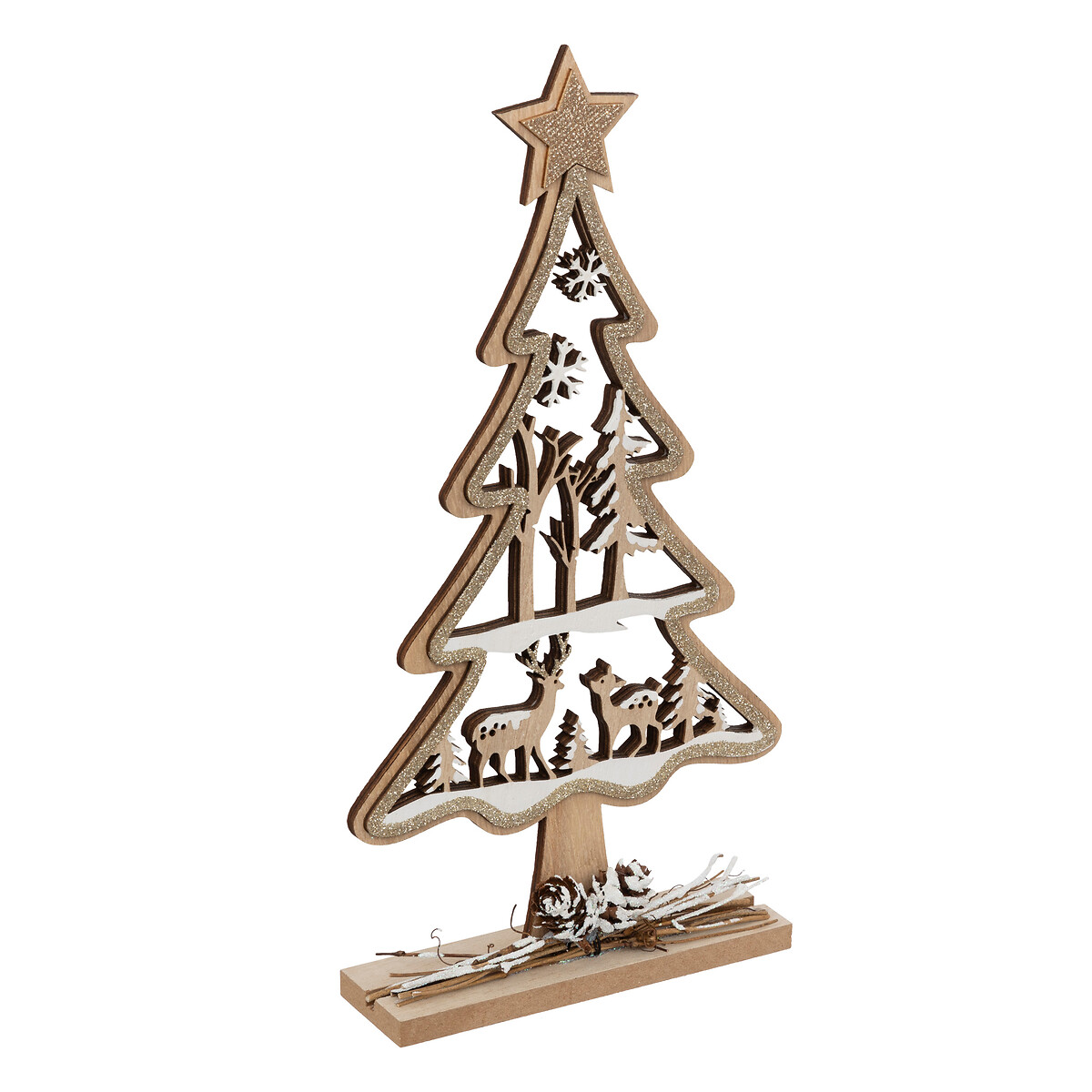 &Aacute;rvore de natal decorativa em madeira 28,5cm