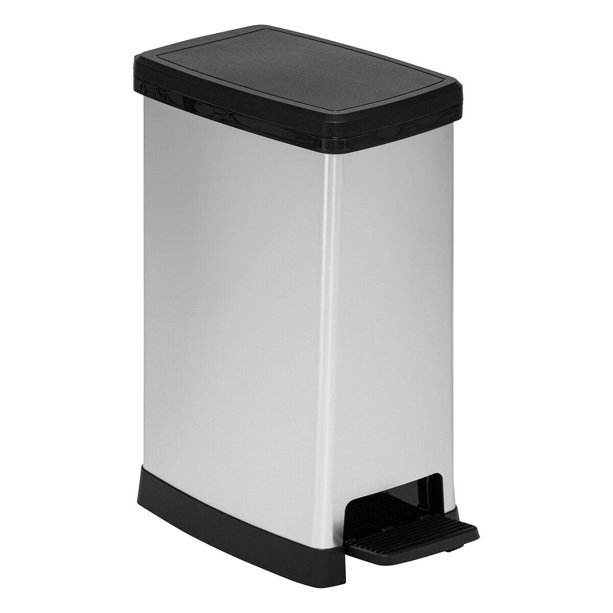 Balde do lixo prateado softclose 40l