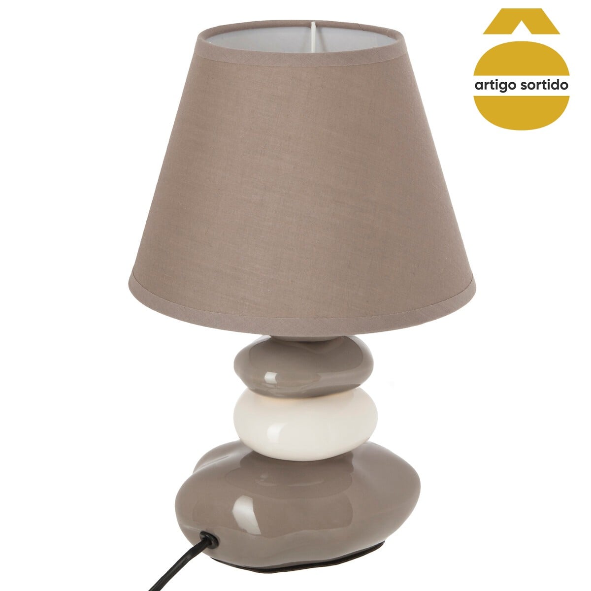 Candeeiro de mesa LENY com 4 pedras em cer&acirc;mica