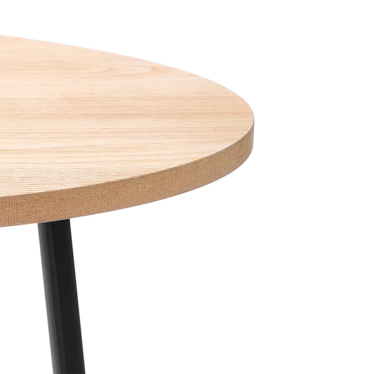Mesa apoio bege em madeira e metal D40cm