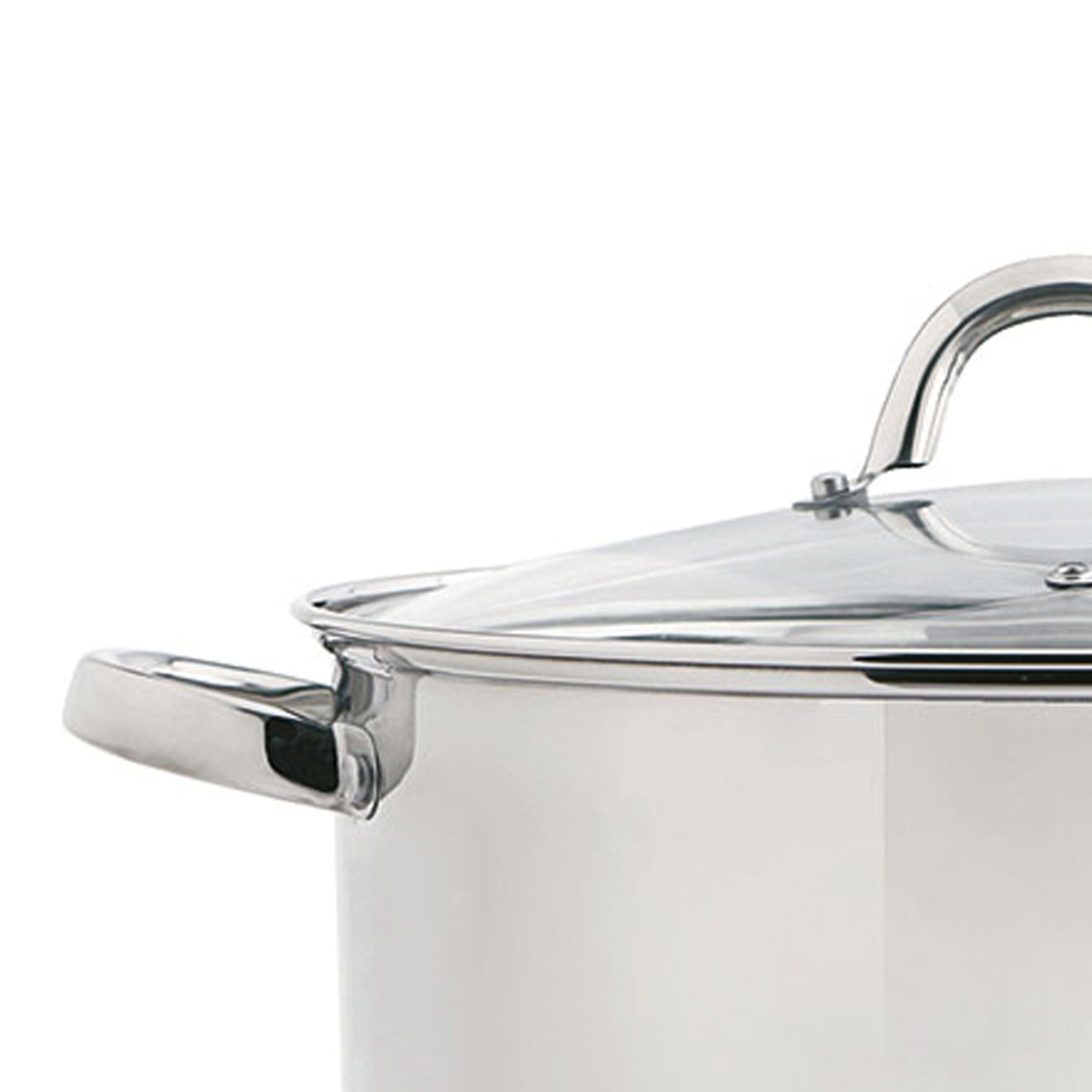 Caçarola em inox com tampa vidro 22cm,  Caçarola em inox com tampa vidro 22cm